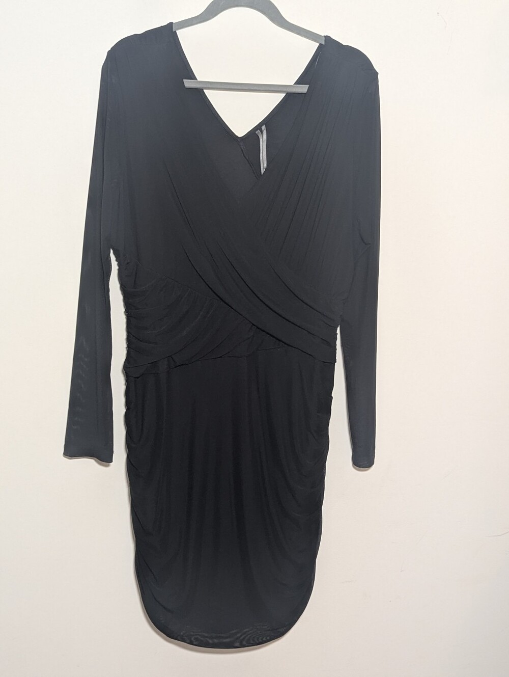 Anthropologie Sheer Ruched-Sleeve Black Midi Dress NWT Size XL